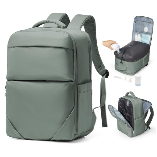 bergsalz Mochila mala viagem cabine avião 40 x 20 x 25 mochila bagagem de mão mulher mochila viagem cabine avião 45 x 36 x 20 homem mochila portátil 15,6, verde