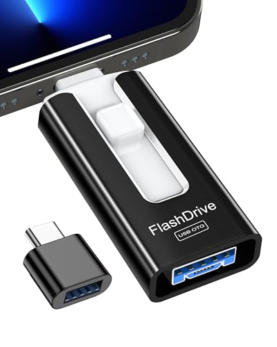 GNASEET Pendrive 256 GB de alta velocidade 3.0, memória USB externa 4 em 1 para Phone, telemóveis, telemóveis, computadores e muito mais, disco rígido externo para dados, fotos e filmes - para iOS,
