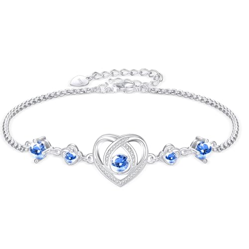 Diorra Pulseira para mulheres de prata esterlina 925 amor para sempre infinito pulseira ajustável presente para mulheres meninas