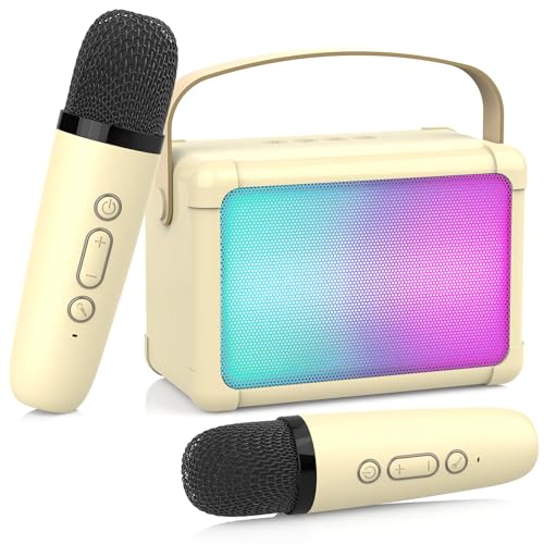 ERAY Microfone Karaoke com 2 microfones sem fios, máquinas de karaokê Bluetooth para crianças, portátil altifalante de karaoke com microfone ideal para casamento, festa, aniversário