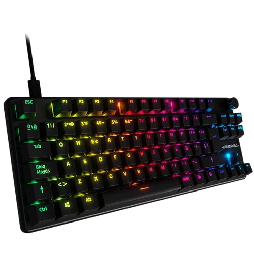 NEWSKILL Serike V2 TKL Teclado mecânico tenkeyless RGB com interruptores lineares Hot-Swap, estrutura de alumínio e layout espanhol preto