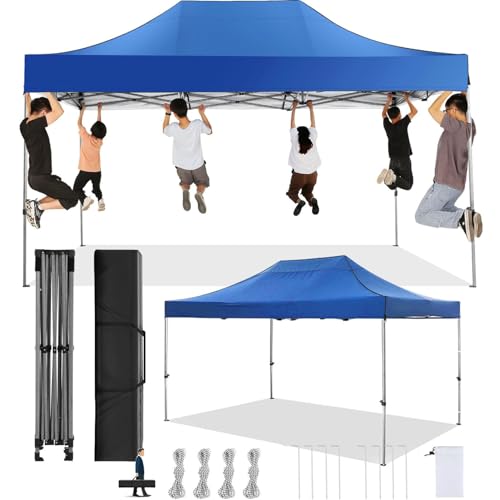 COBIZI Tenda dobrável 3 x 4,5 sem parede lateral, impermeável tenda dobrável, tendas para exteriores, pérgolas para jardim, festa campismo praia (3 por 4,5 m azul)