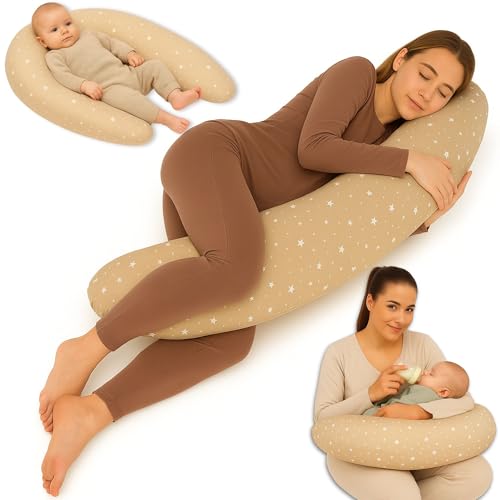Totsy Baby Almofada de amamentação e gravidez de 190 cm, almofada para dormir de lado, descanso e relaxamento ideal para futuras mães, forma em C Oeko-Tex