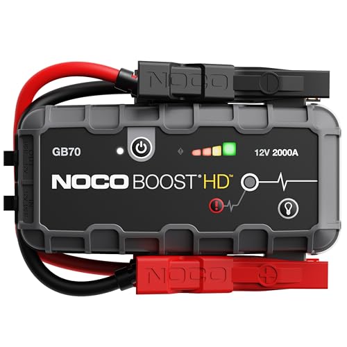 NOCO Boost HD GB70 Pack de arrancador de baterias de automóveis de lítio portátil ultra-fino de 2000 A e 12 V, para motores a gasolina até 8 litros e diesel até 6 litros