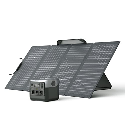 Estação de energia portátil EcoFlow River 2 com pacote de painel solar portátil, bateria LiFeP04, 1 hora rápida, gerador solar para acampamento ao ar livre/RV/casa/varanda (RIVER2PRO 220W)
