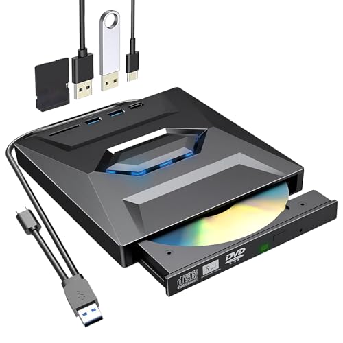 Colexy Unidade externa de CD DVD USB 3.0 tipo C, gravador portátil e leitor de CD DVD, compatível com Windows XP/Vista / 7/8 / 10/11 / Linux/Mac OS