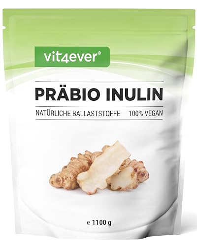 Prebio Inulin Powder - 1100 g (1,1 kg) - Alto teor de fibra - Prebiótico - resíduos controlados - Origem Europa - Naturalmente da raiz de chicória - 100% vegan