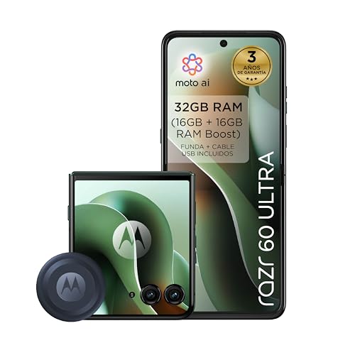 Motorola rarz 60 Ultra, 32 GB (16 GB + 16 GB RAM Boost)/512 GB Scarab, sistema de câmaras de 50 MP com Moto ai, bateria 4500 mAh, carregamento rápido de 68 W, Snapdragon 8 Elite + Moto Tag