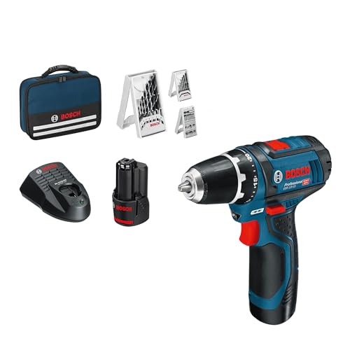 Bosch Professional 12 V System GSR 12 V-15 - parafuso a bateria (30 Nm, conjunto 39 acessórios, 2 baterias x 2,0 Ah, em mala de lona) - Amazon Exclusive
