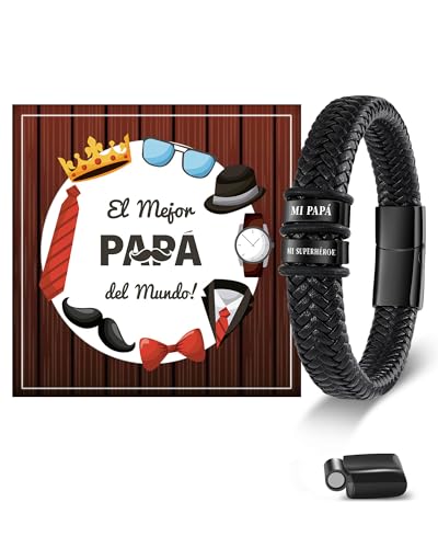 VGWON Regalos Originales para Hombre, Pulsera Hombre, Pulsera Cuero Hombre, Regalo para Hombre Regalo Novio, Regalo Aniversario Pareja Regalos Papá Hombre Regalos San Valentin Cumpleaños 50 Años