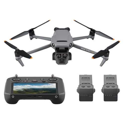 DJI Mavic 3 Pro Cinema com controlo remoto DJI RC Pro (ecrã de alto brilho), drone insígnia com três câmaras, suporta Apple ProRes, 1 TB de memória, três baterias de voo inteligentes