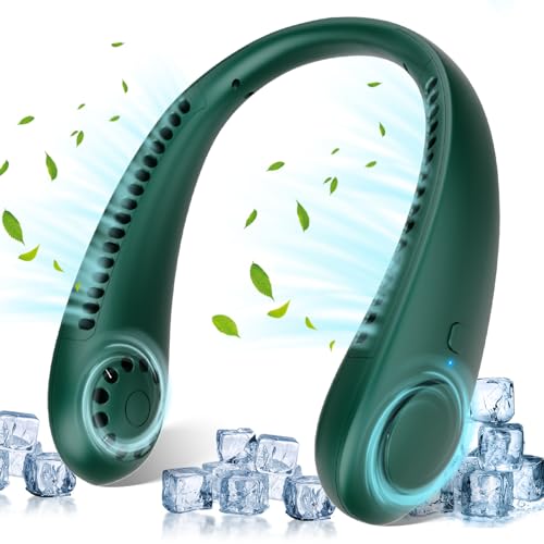 Timiyou Ventoinha de pescoço portátil silenciosa, ventiladores de pescoço sem pás mãos livres, fluxo de ar de 360°, ventilador USB para viajar, casa, escritório, presente (verde)