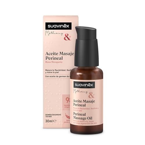 Suavinex, Óleo de massagem perineal para grávidas, com rosa mosqueta, melhora a flexibilidade, afirma e neutro, 98% de ingredientes de origem natural, dermatologicamente testado, fórmula vegana, 30 ml