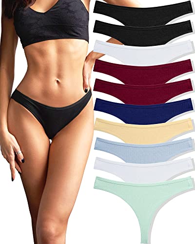 FINETOO Pacote de 10 mangas de algodão para mulher, roupa interior sexy para mulher, lingerie sexy para mulher, pacote múltiplo S-XL, multicolorido, S