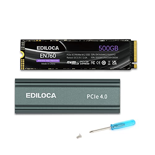 EN760 com dissipador térmico PCIe Gen4 SSD, NVMe M.2 2280, NAND TLC 3D, até 4800 MB/s, disco de estado sólido interno, cache SLC dinâmico, compatível com PS5 e PC