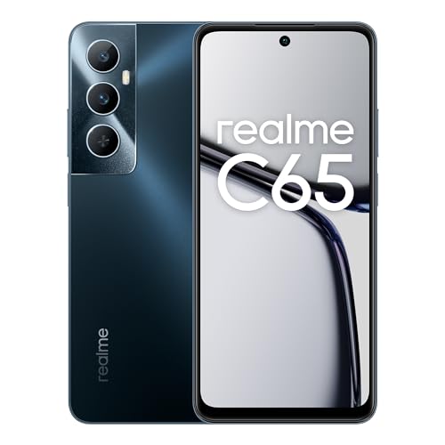 realme Smartphone C65 6+128 GB, câmara de 50 MP com IA, ecrã de 6,67 polegadas com modo de conforto ocular, carregamento rápido de 45 W, grande bateria de 5000 mAh, compatível com NFC, Starlight Black