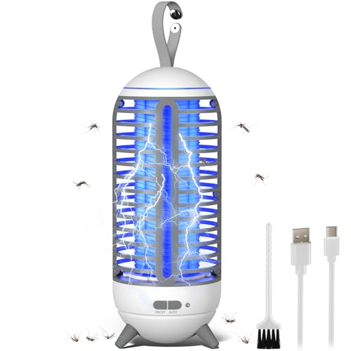 Candeeiro anti-mosquitos elétrico, 2 em 1 mata mosquitos elétrico, USB recarregável UV mosquito candeeiro armadilha para insetos, moscas, traças, para interiores e exteriores