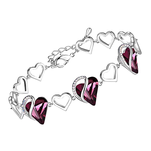 Leafael Birthstone Coração pulseira mulher | Birthstone pulseiras com cristais curativos | livre de alergias pulseira mulher com caixa de presente incluída