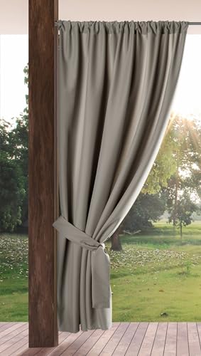 Eurofirany GARDEN Cortinas exteriores com bolso Rod - 1 peça. Cortina de exterior impermeável, resistente ao vento, cortina para jardim, pátio, varanda, terazza, 155 x 200 cm, cappuccino