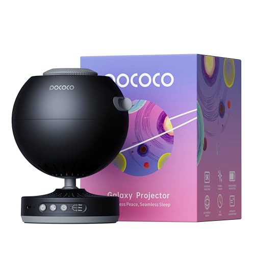POCOCO Projetor estrelas, projetor galáxia, planetário doméstico para crianças e adultos; em quartos, interiores; para decoração, ajuda ao sono e relaxamento - inclui 2 discos