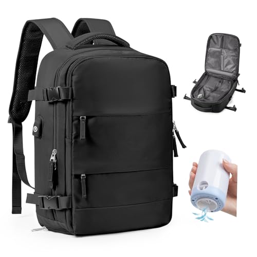 bergsalz Mochila mala viagem cabine avião 40 x 20 x 25 mochila bagagem de mão mulher mochila viagem cabine avião 45 x 36 x 20 homem mochila portátil 15,6, D1 - preto