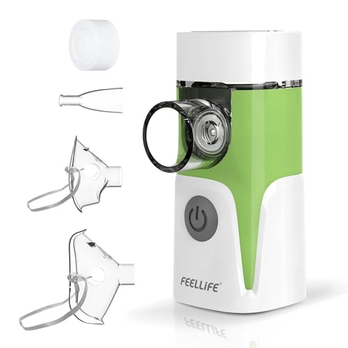 FEELLIFE Nebulizador portátil para bebés e adultos máquina de aerossóis inalador, para o tratamento de tosse, asma, doenças respiratórias - verde