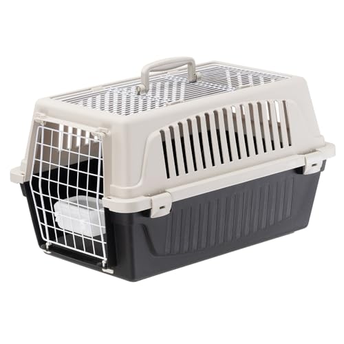 Ferplast Transportinho gato, transporte cão pequeno e gatos até 8 kg, teto aberto, com almofada e sala de jantar, ranhuras de ventilação, 37 x 58 x h 32 cm, transporte rígido para animais de estimação