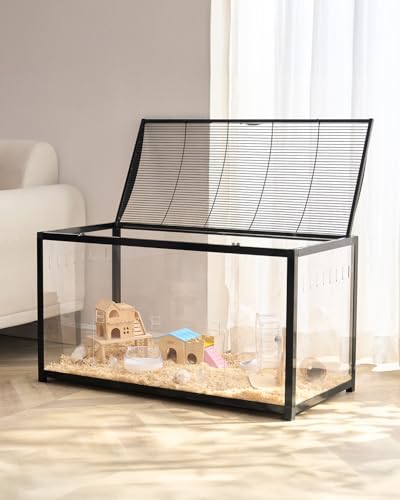 VEVOR Gaiola para hamster 96 x 47 x 55 cm, transparente com visão de 360° gaiola para animais pequenas gaiolas ventiladas com porta frontal casa portátil para hamsteres, ratos, coelhos da índia
