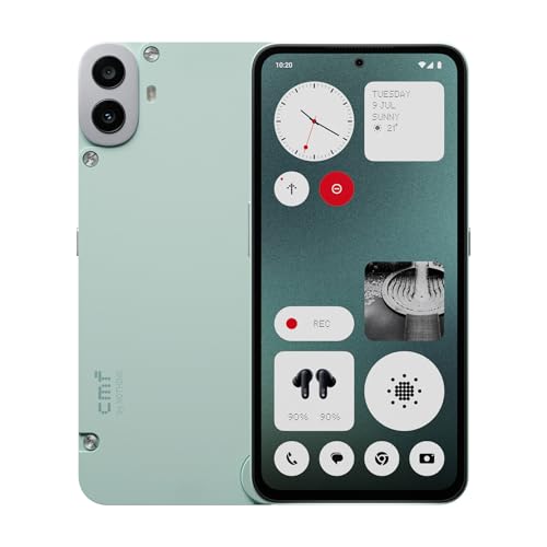 CMF Phone 1 8 + 256 GB Smartphone desbloqueado com câmara traseira de 50 MP com ultra XDR, ecrã super AMOLED de 6,67 polegadas e Nothing OS 2.6 (sem carregador) (verde)