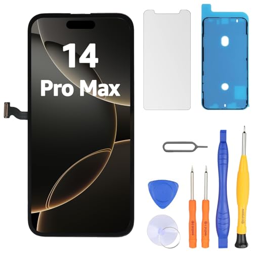 LL TRADER Ecrã para iPhone 14 Pro Max LCD de 6,7 polegadas, ecrã de substituição FHD, ecrã táctil 3D, digitalizador tátil, moldura de montagem e kits de reparação 20251