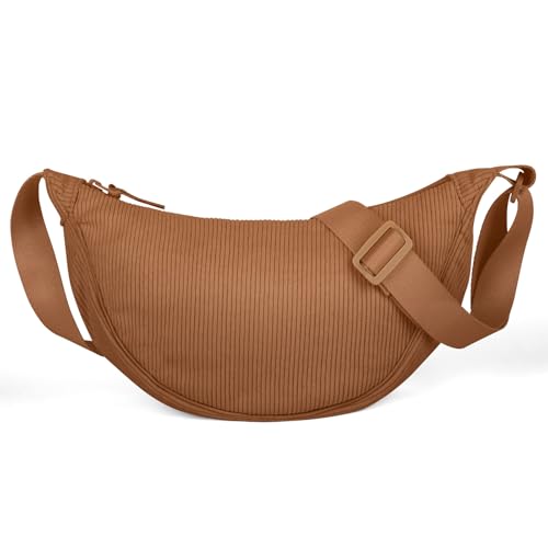 Aucuu Mala de tiracolo para mulher, meia-lua impermeável bolsa tiracolo de nylon, casual leve bolsa crossbody mulher com alça de ombro ajustável, para viagens, compras, escola, escritório