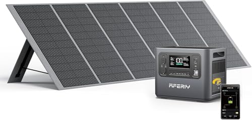 AFERIY Gerador solar de 2400 W com painel de 400 W, 2048 Wh (pico de 4800 W), bateria LiFePO4, 220 V-240 V, dobrável com USB, IP65, para campismo, viagens, interrupções