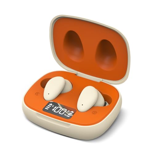 Avantalk Clan N1 - Auriculares sem fios com cancelamento ativo de ruído para música e chamadas com ANC híbrido, modo ambiental e controlos integrados, laranja e bege