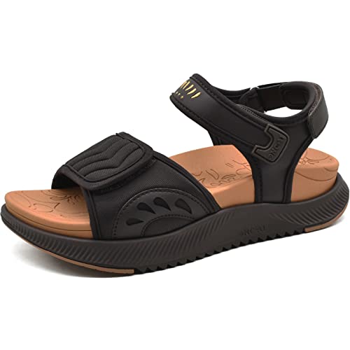 ONCAI Sandálias mulheres caminhar, arco suporte caminhadas sandálias, ortopédica exterior palmilha para fascite plantar, desportos plataforma Slides mulher com 3 correias ajustáveis tamanho 36-43