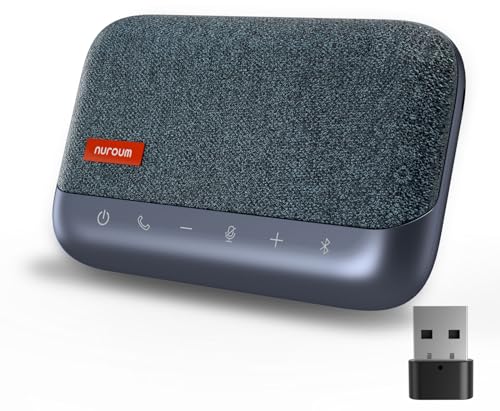 Nuroum A15 Altifalante e microfone Bluetooth para conferências, altifalante sem fios portátil, captação de voz de 360° com redução de ruído, conexão via Bluetooth/Dongle/USB-A/C, azul