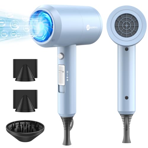 (Outlet) Secador de cabelo de iões com motor AC de 1800 W, slopehill de secagem rápida, secador de cabelo com botão quente/frio, 3 secadores de cabelo e difusor, 3 configurações de temperatura, 2