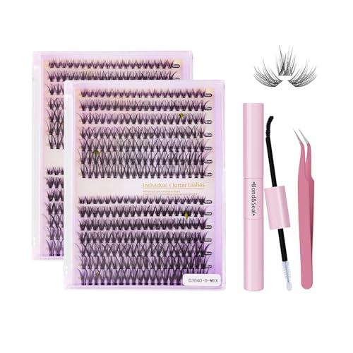 catlinez Pestanas Posgiz Cluster Lashes Kit, kit pestanas cabelo a cabelo DIY com 280 peças pestanas postiças 30D + 40D, extensões de pestanas com Lash Bond, 9-16 mm Misturada Eyelashes DIY