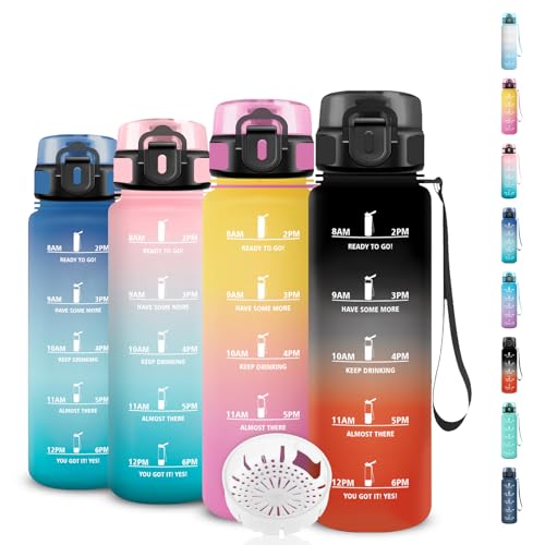 Garrafa de água de 500 ml, garrafa de água para crianças com filtro, à prova de fugas, cantil infantil, fácil de limpar, cantil com marca de tempo, para a escola, escritório, campismo, desporto