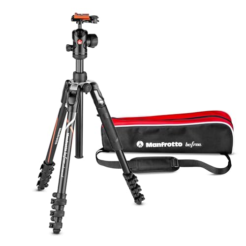Manfrotto Befree Advanced - Kit de tripé de viagem compatível com câmaras Sony Alpha7 e Alpha9, tripé de alumínio para acessórios de câmara, com cabeça esférica e fecho de alavanca