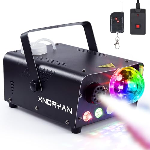 Máquina de névoa, máquina profissional de fumo para festas de 600 W com luz de bola de discoteca, máquina de fumo LED RGB de 2500 CFM, grande névoa para festas, casamentos, eventos de DJ, Halloween e