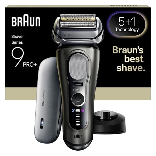 Braun Máquina de barbear elétrica para homem série 9 PRO, máquina de barbear a seco e molhada com tecnologia 5+1, 60 min de uso, centro de limpeza, estojo de carregamento, base de carregamento, 9625S