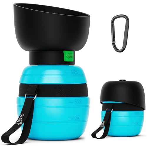 Pecute Garrafa de água para cães com tigela de água dobrável de 350 ml, bebedor portátil anti-gotejamento tigelas de água para animais de estimação que viajam