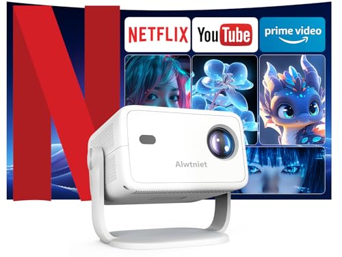 Projetor 4K Netflix oficial, L018 NTV projetor de vídeo 400ANSI com Wi-Fi e Bluetooth, projetor 1080P nativo, foco automático mini projetor portátil de cinema em casa, com controlo remoto por voz