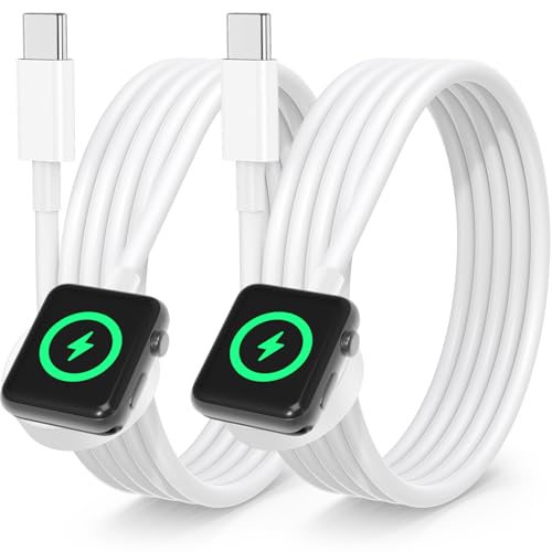 Carregador para Apple Watch USB C original [Certificado MFi]2 peças cabo de carregamento iWatch rápido magnético sem fios para USBC portátil compatível com Apple Watch Series SE/Ultra2/10/9/8/7/6/5/4