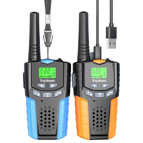 Walkie Talkie crianças recarregável, 48 horas de tempo de trabalho, 3 quilómetros de longo alcance, presente de brinquedos ao ar livre para crianças dos 3 aos 12 anos, embalagem de 2