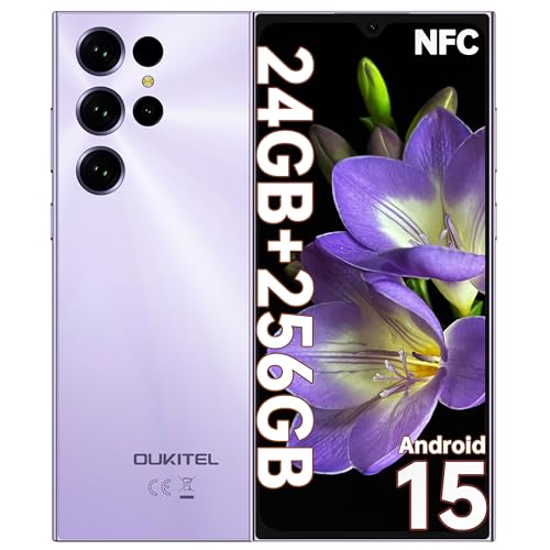 OUKITEL C61 Pro Smartphones - 24 GB + 256 GB/1TB telemóveis livres Android 15, 6,88" ecrã HD 90 Hz Smartphone, bateria 5150 mAh, câmara 13 MP móvel, Face ID/Fingerprint/NFCC. M/GPS, M Ouro