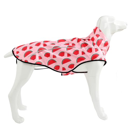 Mile High Life Casaco impermeável leve com tira refletora para cão, roupa ajustável à prova de água com fecho fácil para animais de estimação, melancia rosa, M