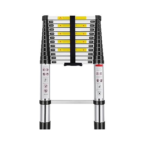 Escada telescópica de 5 metros de alumínio expansível e dobrável | compacta, leve, portátil e antiderrapante, ideal para uso doméstico, profissional, reformas, jardim, oficina, altura