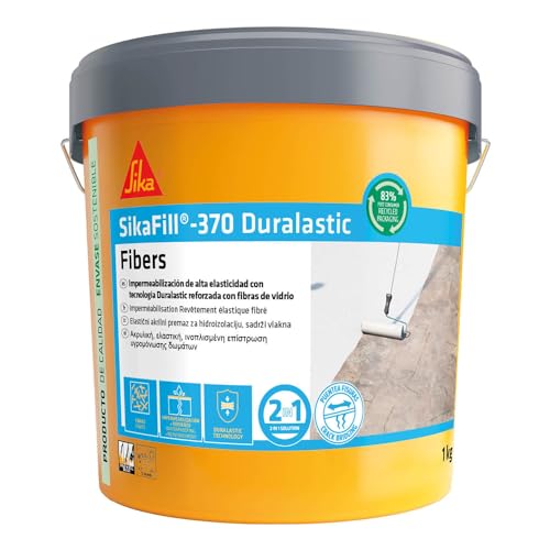 SIKA - Impermeabilização reforçada com fibra - SikaFill 370 Fibers - branco - tinta acrílica com fibras de vidro para impermabilização de coberturas, terraços visitáveis - ponte de fissuras - 1 kg