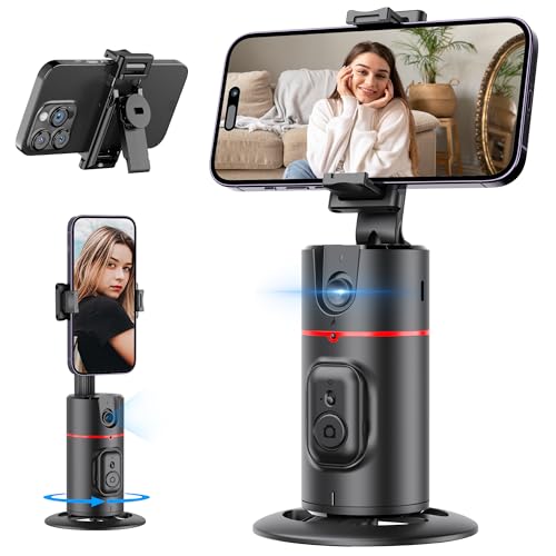 Suporte inteligente para telemóvel com rastreamento automático, tripé extensível com função de IA, rastreamento facial de 360° e controlo remoto, sem necessidade de aplicativo, suporte para iPhone